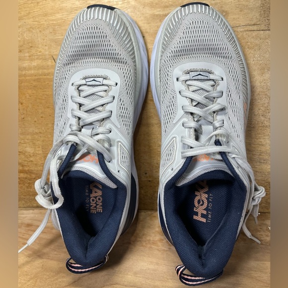 Hoka One One Bondi 7 CUSHIONED Womens Size 7.5 Running Shoes Sneakers Gray Blue - Picture 7 of 12